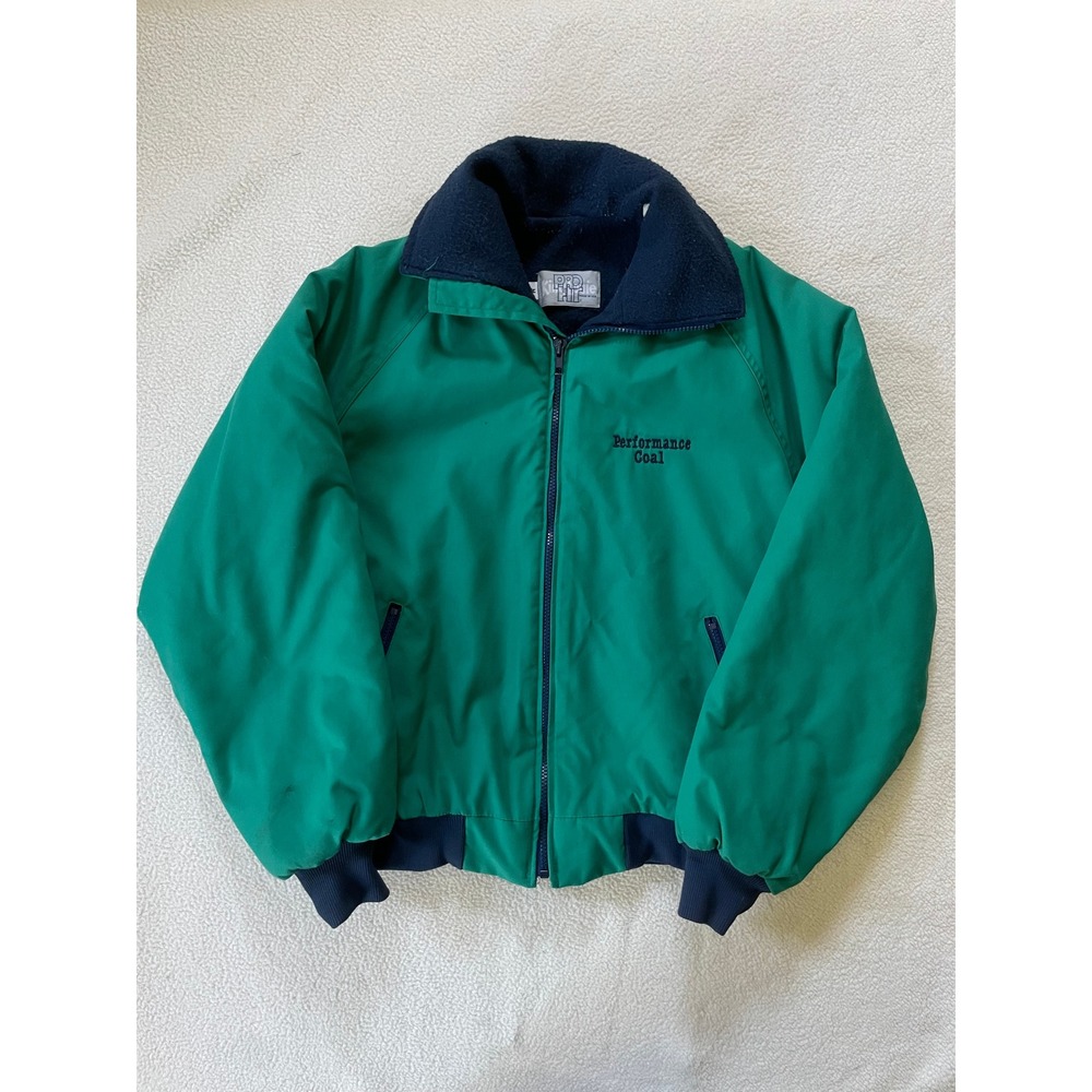 90s Pro Fit Mens Medium Bomber Jacket Green Performance Coal Vintage Made in USA